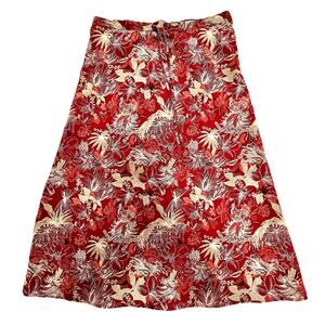Vintage Sag Harbor Womens Size MP Petite Red Tropical Floral Bohemian Maxi Skirt
